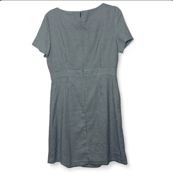 Eliza J Houndstooth Sheath Dress Size 12 Black White Ruffle Work Dress - Picture 7 of 9